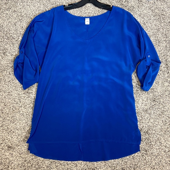 Pretty Bright Royal Blue, 3/4 Length Button Sleeve - Picture 1 of 5